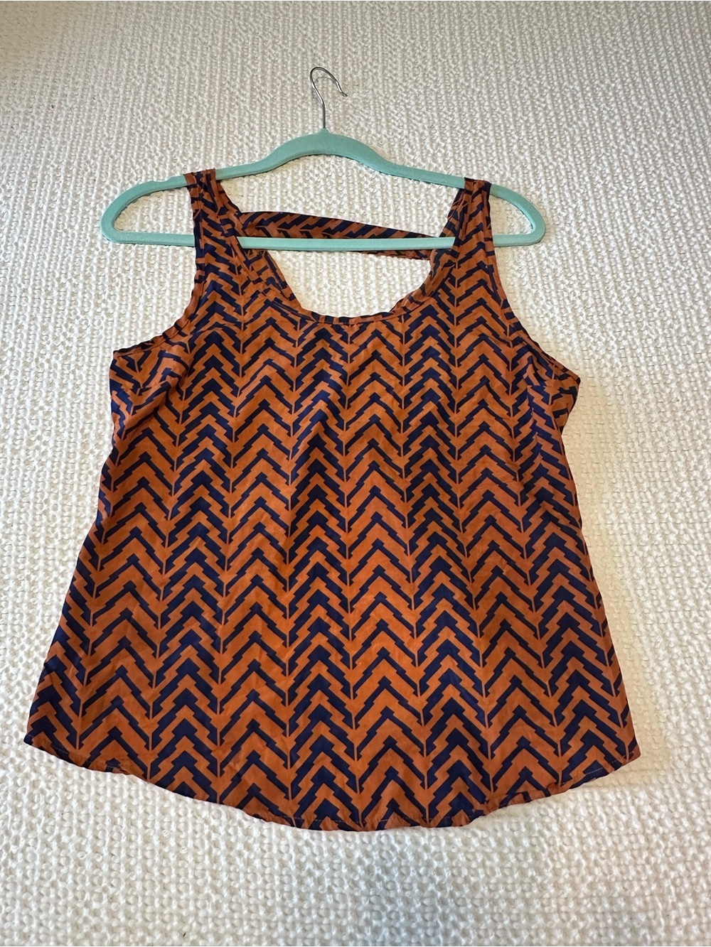 Body Central Orange and Navy Chevron Sleeveless Tank